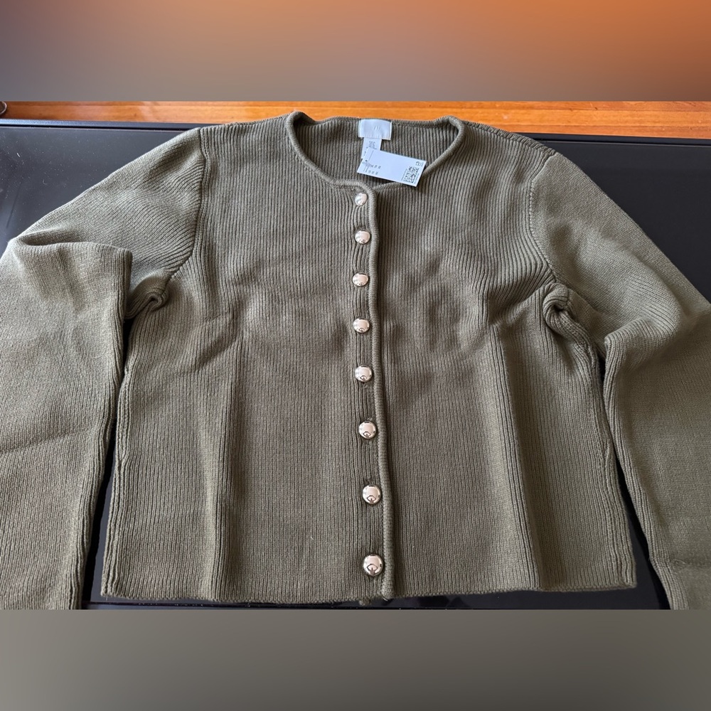 H&M Khaki Button-Up Women's Cardigan